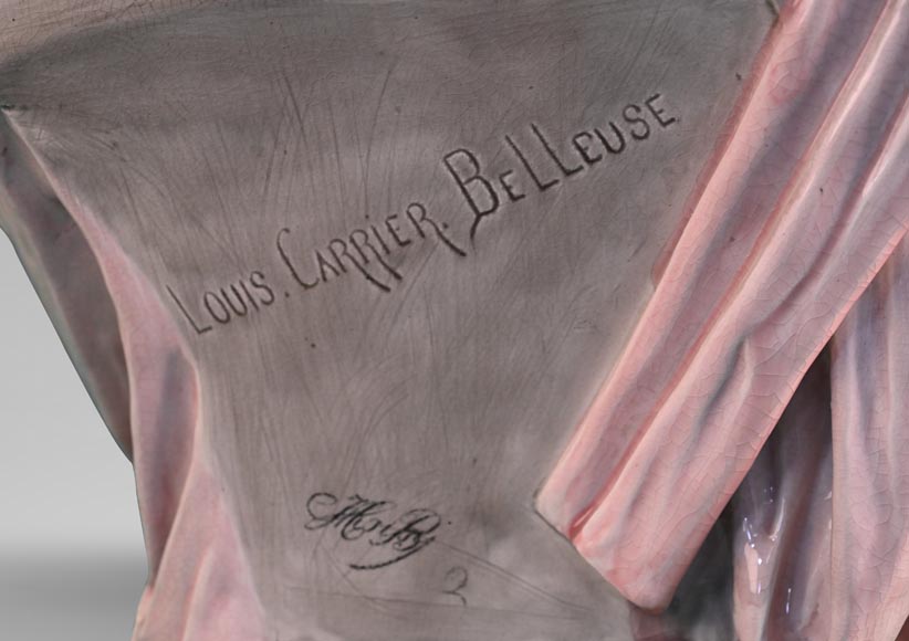 Louis-Robert CARRIER-BELLEUSE for the CHOISY-LE-ROI faience factory, Bust of Diana, circa 1900 Louis-Robert CARRIER-BELLEUSE for the CHOISY-LE-ROI faience factory, Bust of Diana, circa 1900-6