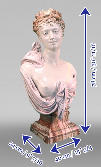 Louis-Robert CARRIER-BELLEUSE for the CHOISY-LE-ROI faience factory, Bust of Diana, circa 1900 Louis-Robert CARRIER-BELLEUSE for the CHOISY-LE-ROI faience factory, Bust of Diana, circa 1900-8