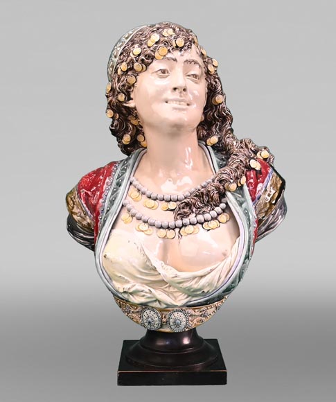 Albert-Ernest CARRIER-BELLEUSE, CHOISY-LE-ROI Manufacture, Bust of an Oriental Woman in glazed earthenware Albert-Ernest CARRIER-BELLEUSE, CHOISY-LE-ROI Manufacture, Bust of an Oriental Woman in glazed earthenware-0