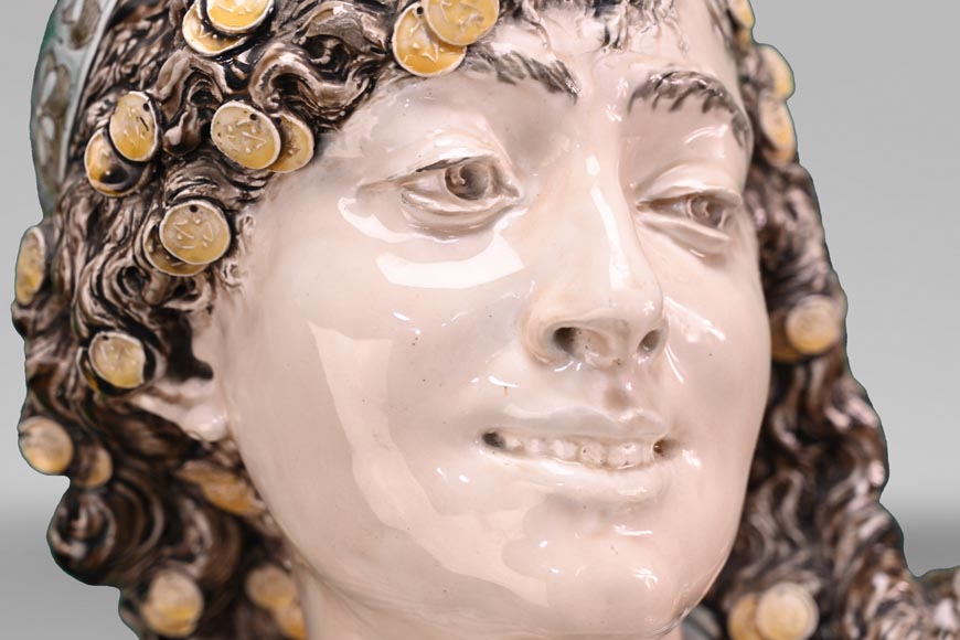 Albert-Ernest CARRIER-BELLEUSE, CHOISY-LE-ROI Manufacture, Bust of an Oriental Woman in glazed earthenware Albert-Ernest CARRIER-BELLEUSE, CHOISY-LE-ROI Manufacture, Bust of an Oriental Woman in glazed earthenware-3