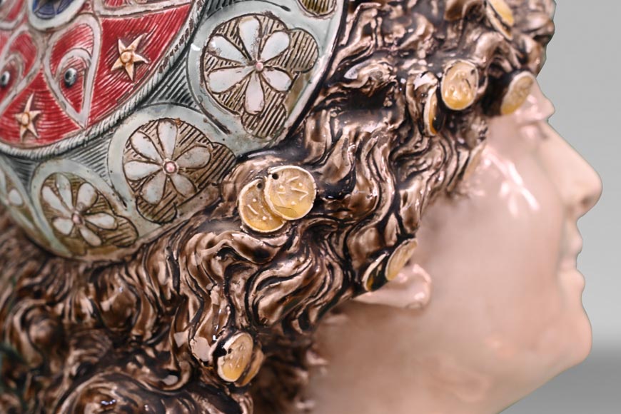 Albert-Ernest CARRIER-BELLEUSE, CHOISY-LE-ROI Manufacture, Bust of an Oriental Woman in glazed earthenware Albert-Ernest CARRIER-BELLEUSE, CHOISY-LE-ROI Manufacture, Bust of an Oriental Woman in glazed earthenware-4