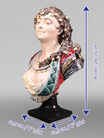 Albert-Ernest CARRIER-BELLEUSE, CHOISY-LE-ROI Manufacture, Bust of an Oriental Woman in glazed earthenware Albert-Ernest CARRIER-BELLEUSE, CHOISY-LE-ROI Manufacture, Bust of an Oriental Woman in glazed earthenware-8