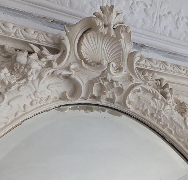 Napoleon III-style trumeau richly decorated with oval bevelled mirror Napoleon III-style trumeau richly decorated with oval bevelled mirror-2