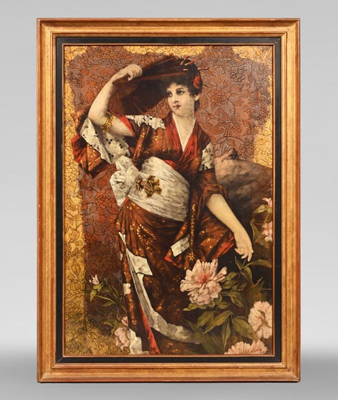 Conrad KIESEL (after), Japonist portrait of a woman wearing a kimono, circa 1880 Conrad KIESEL (after), Japonist portrait of a woman wearing a kimono, circa 1880-0