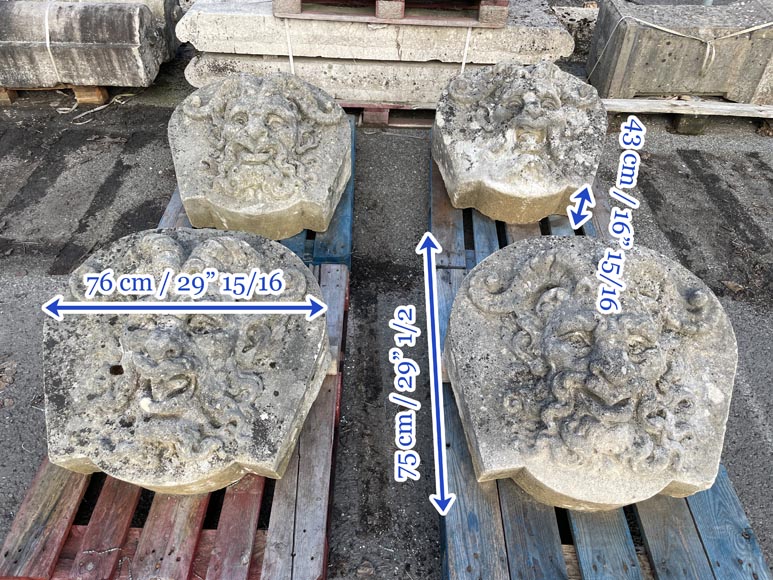 Set of Four Carved Stone Medallions Depicting Satyr Faces Set of Four Carved Stone Medallions Depicting Satyr Faces-11