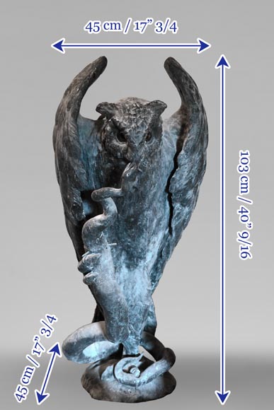 Anonymous, Bronze statue of a Eurasian eagle-owl clutching a snake, late 19th-early 20th century Anonymous, Bronze statue of a Eurasian eagle-owl clutching a snake, late 19th-early 20th century-8