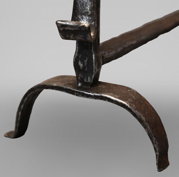 Pair of straight high andirons Pair of straight high andirons-5