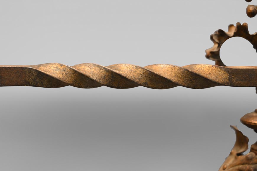 Pair of andirons with flowers and dolphins Pair of andirons with flowers and dolphins-4