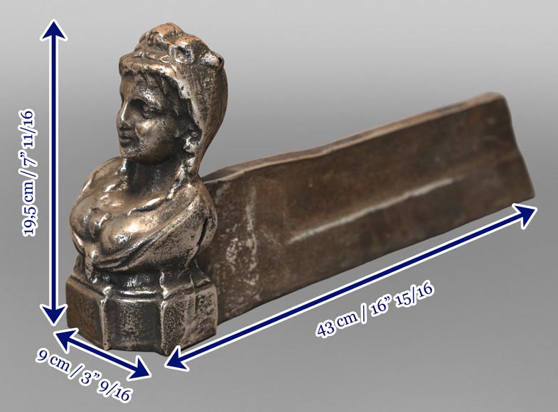 Pair of andirons with female busts Pair of andirons with female busts-4