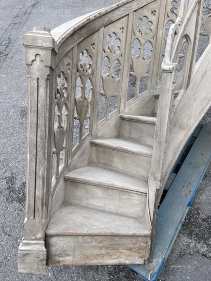 Pair of Neo-Gothic Church Pulpit Staircases in Carved Oak Pair of Neo-Gothic Church Pulpit Staircases in Carved Oak-3