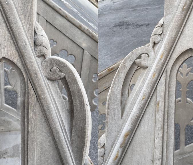 Pair of Neo-Gothic Church Pulpit Staircases in Carved Oak Pair of Neo-Gothic Church Pulpit Staircases in Carved Oak-4