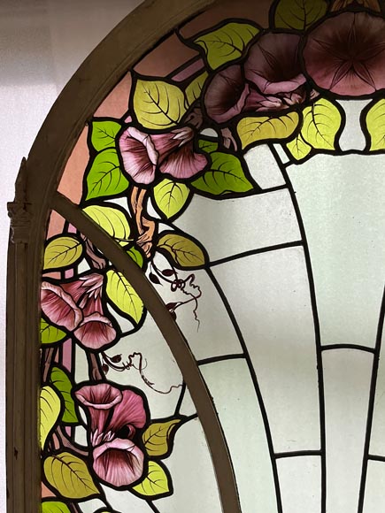 KOENIG & LAFITTE - Art Nouveau stained glass window with bindweed KOENIG & LAFITTE - Art Nouveau stained glass window with bindweed-4