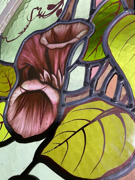 KOENIG & LAFITTE - Art Nouveau stained glass window with bindweed KOENIG & LAFITTE - Art Nouveau stained glass window with bindweed-6