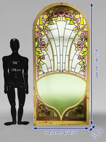 KOENIG & LAFITTE - Art Nouveau stained glass window with bindweed KOENIG & LAFITTE - Art Nouveau stained glass window with bindweed-10