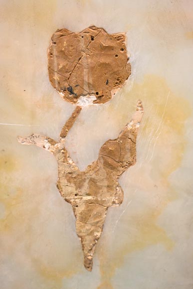 Julien Nicolas RIVART, Two Alabaster Panels Inlaid with a Tulip and an Iris in Porcelain, after 1849 Julien Nicolas RIVART, Two Alabaster Panels Inlaid with a Tulip and an Iris in Porcelain, after 1849-7