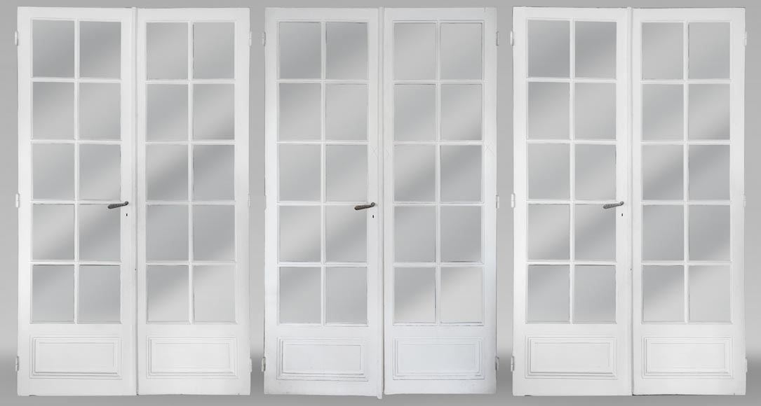 Set of 3 small-paned double doors Set of 3 small-paned double doors-0