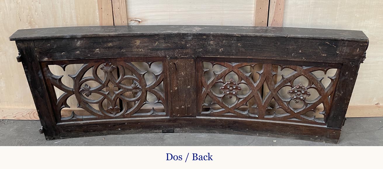 Neo-Gothic Balustrade Element in Gilded and Polychrome Wood, 19th century Neo-Gothic Balustrade Element in Gilded and Polychrome Wood, 19th century-7