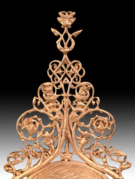 Victor GEOFFROY-DECHAUME (model), Auguste-Maximilien DELAFONTAINE (bronze caster), “Persian” Gilt Bronze Clock Set, circa 1852 Victor GEOFFROY-DECHAUME (model), Auguste-Maximilien DELAFONTAINE (bronze caster), “Persian” Gilt Bronze Clock Set, circa 1852-4