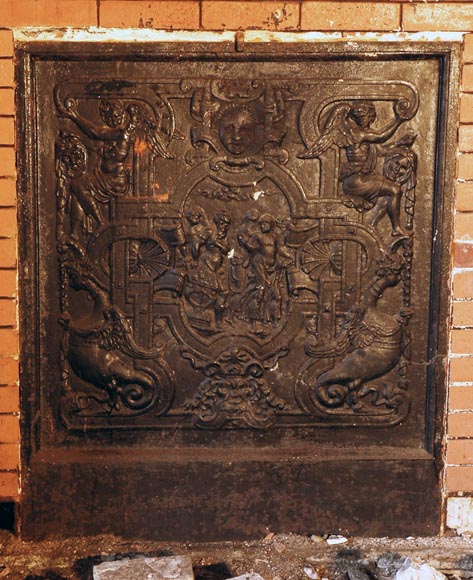 Monumental antique Neo-Renaissance style stone mantel coming from the Chateau of Montgeon Monumental antique Neo-Renaissance style stone mantel coming from the Chateau of Montgeon-7