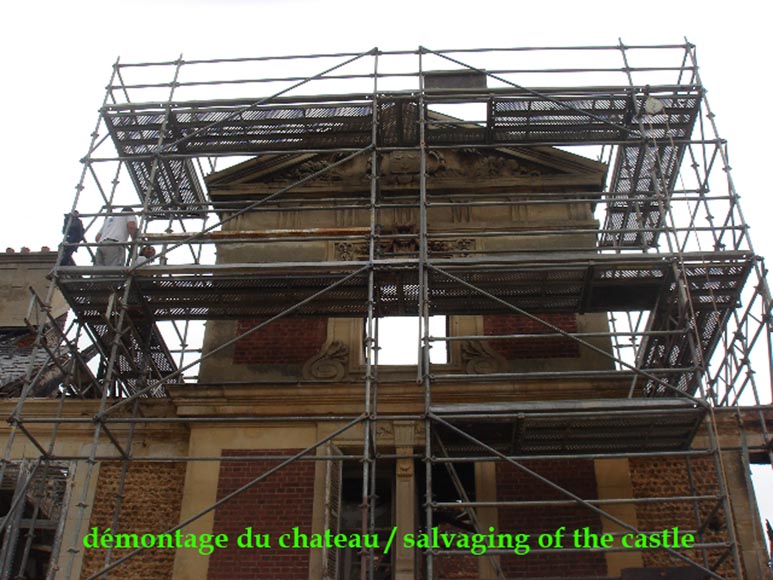 Monumental antique Neo-Renaissance style stone mantel coming from the Chateau of Montgeon Monumental antique Neo-Renaissance style stone mantel coming from the Chateau of Montgeon-11