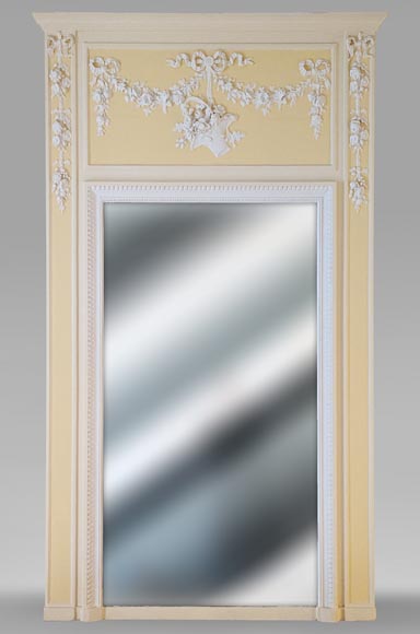 Louis XVI style trumeau decorated with a basket and garlands of flowers Louis XVI style trumeau decorated with a basket and garlands of flowers-0