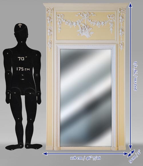 Louis XVI style trumeau decorated with a basket and garlands of flowers Louis XVI style trumeau decorated with a basket and garlands of flowers-6