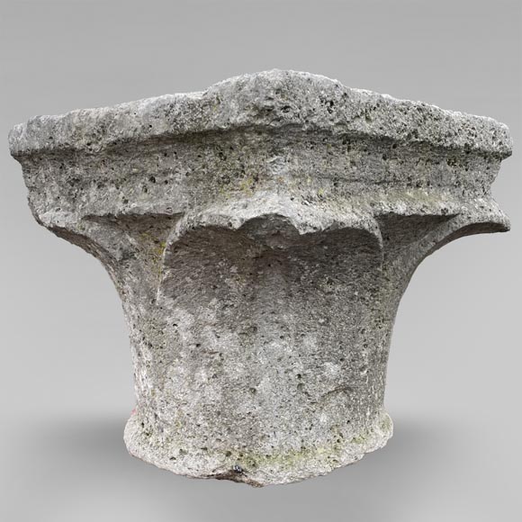 Stone column capital, Gothic period Stone column capital, Gothic period-0