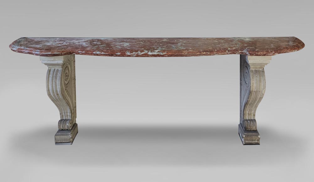 Languedoc marble console with stone legs Languedoc marble console with stone legs-0