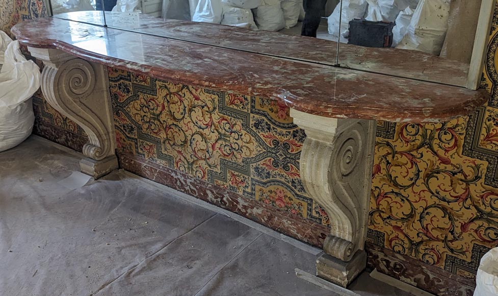 Languedoc marble console with stone legs Languedoc marble console with stone legs-5