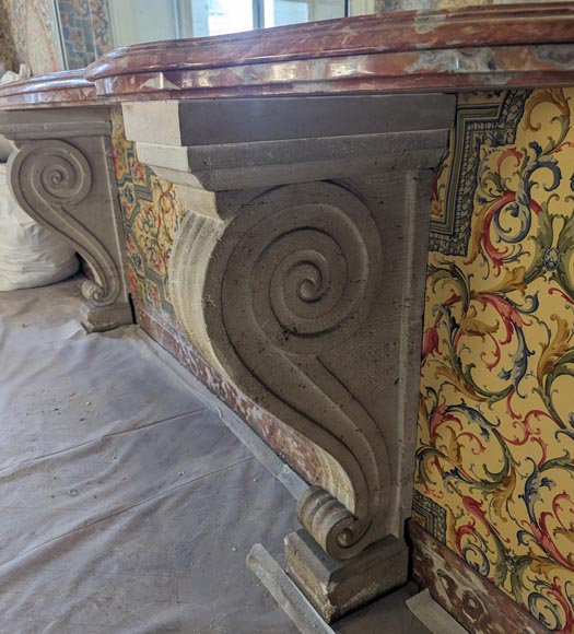 Languedoc marble console with stone legs Languedoc marble console with stone legs-6
