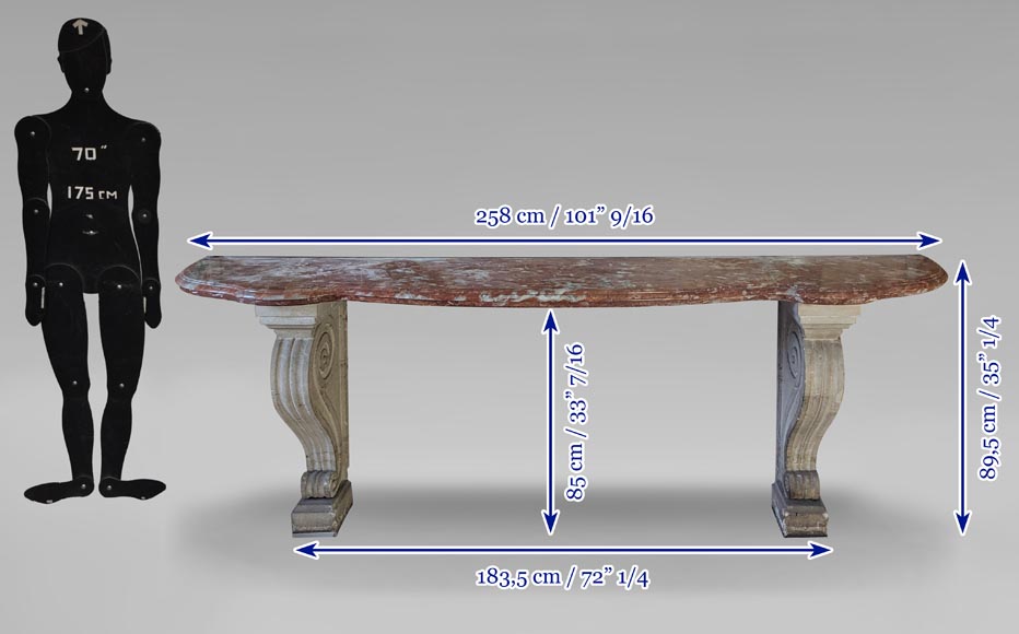 Languedoc marble console with stone legs Languedoc marble console with stone legs-10