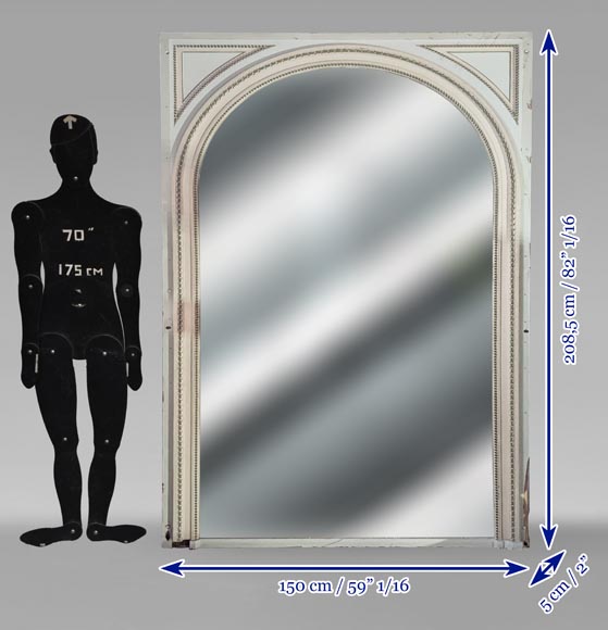 Louis XVI style trumeau with rounded top decorated with pearl friezes Louis XVI style trumeau with rounded top decorated with pearl friezes-6