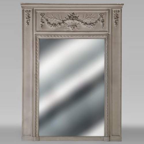 Louis XVI style trumeau with basket and garland of flowers