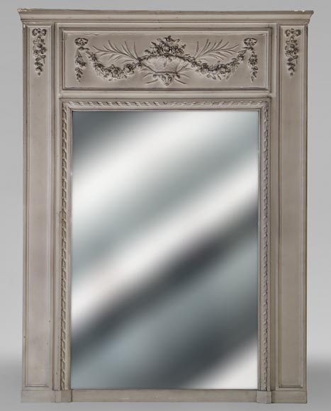 Louis XVI style trumeau with basket and garland of flowers Louis XVI style trumeau with basket and garland of flowers-0