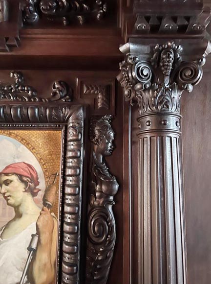 Neo-Renaissance base panelling with lions Neo-Renaissance base panelling with lions-11