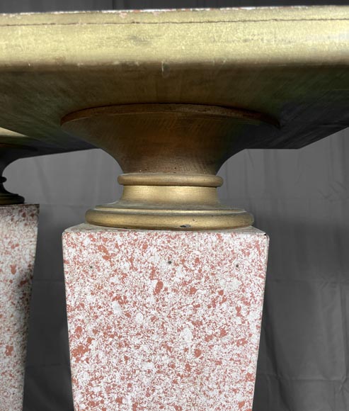 Pair of 50's selettes in trompe l'oeil granite paint Pair of 50's selettes in trompe l'oeil granite paint-2