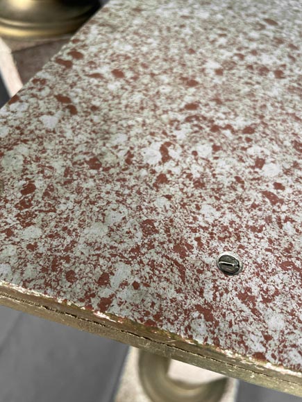 Pair of 50's selettes in trompe l'oeil granite paint Pair of 50's selettes in trompe l'oeil granite paint-4