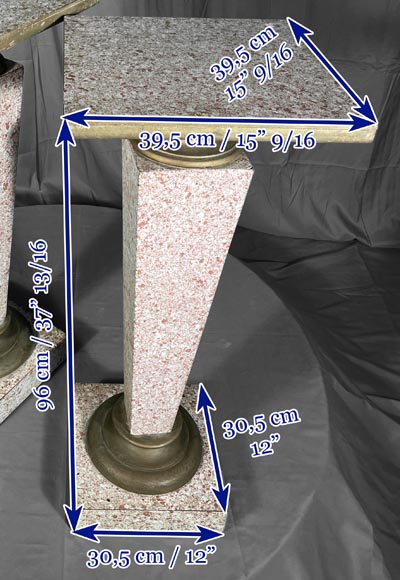 Pair of 50's selettes in trompe l'oeil granite paint Pair of 50's selettes in trompe l'oeil granite paint-6