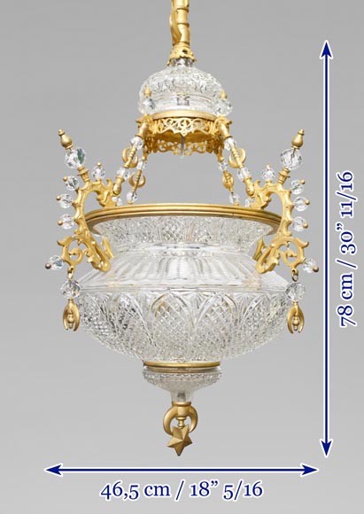 BACCARAT (Attributed to) - Oriental crystal and gilt bronze chandelier inspired by a mosque lamp BACCARAT (Attributed to) - Oriental crystal and gilt bronze chandelier inspired by a mosque lamp-15