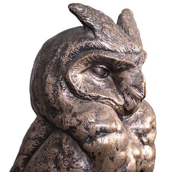 E. CLAVIER, Andirons with Eurasian Eagle-Owls, 1867 World's Fair E. CLAVIER, Andirons with Eurasian Eagle-Owls, 1867 World's Fair-3