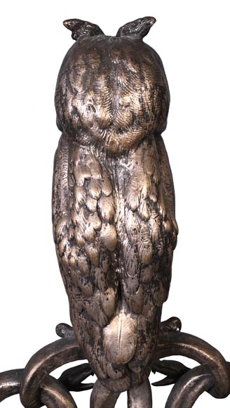E. CLAVIER, Andirons with Eurasian Eagle-Owls, 1867 World's Fair E. CLAVIER, Andirons with Eurasian Eagle-Owls, 1867 World's Fair-4
