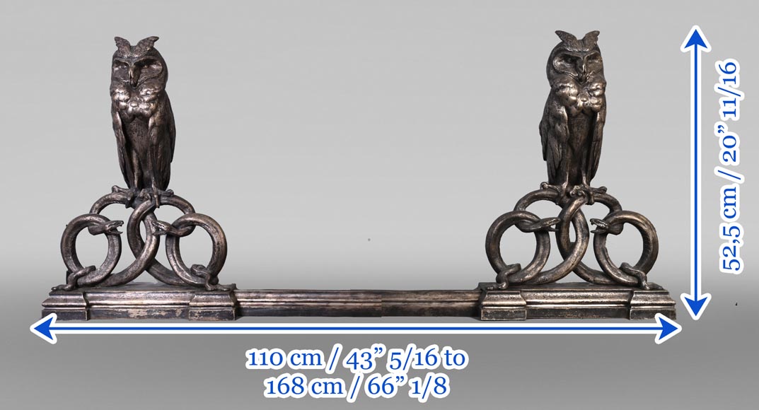 E. CLAVIER, Andirons with Eurasian Eagle-Owls, 1867 World's Fair E. CLAVIER, Andirons with Eurasian Eagle-Owls, 1867 World's Fair-8