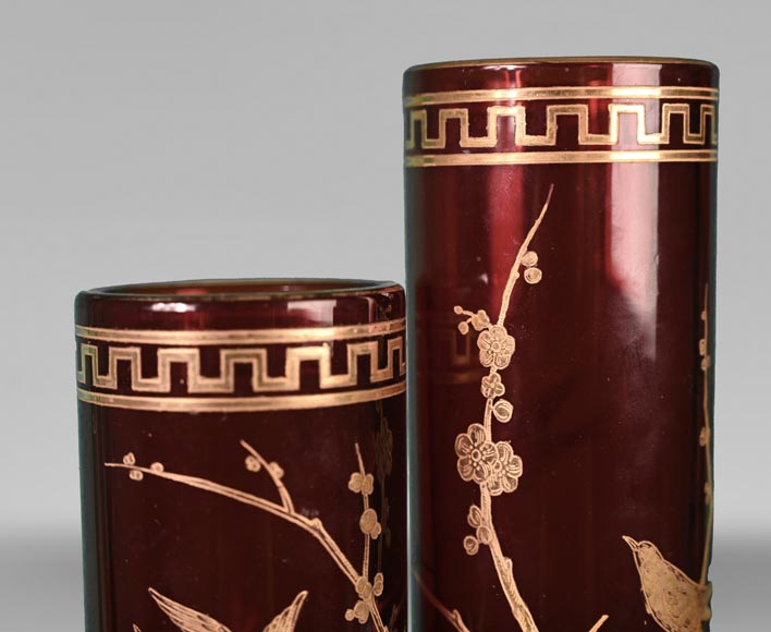 BACCARAT, Pair of Double Vases with Japanese-Style Decoration, circa 1880 BACCARAT, Pair of Double Vases with Japanese-Style Decoration, circa 1880-3