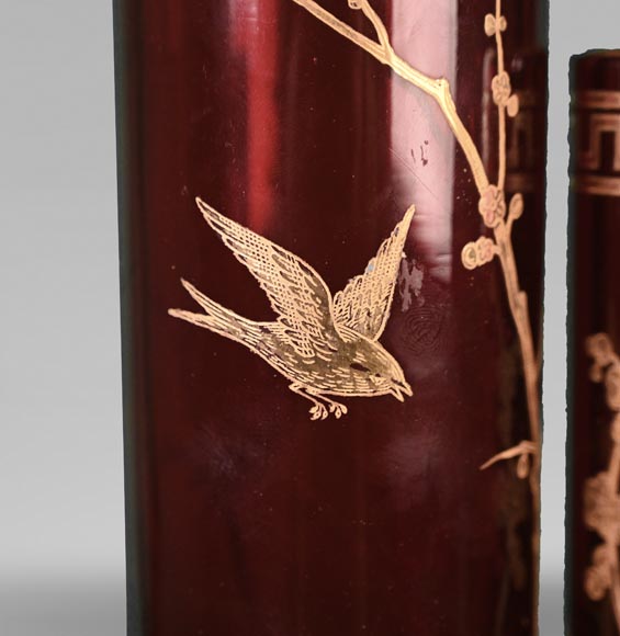 BACCARAT, Pair of Double Vases with Japanese-Style Decoration, circa 1880 BACCARAT, Pair of Double Vases with Japanese-Style Decoration, circa 1880-4