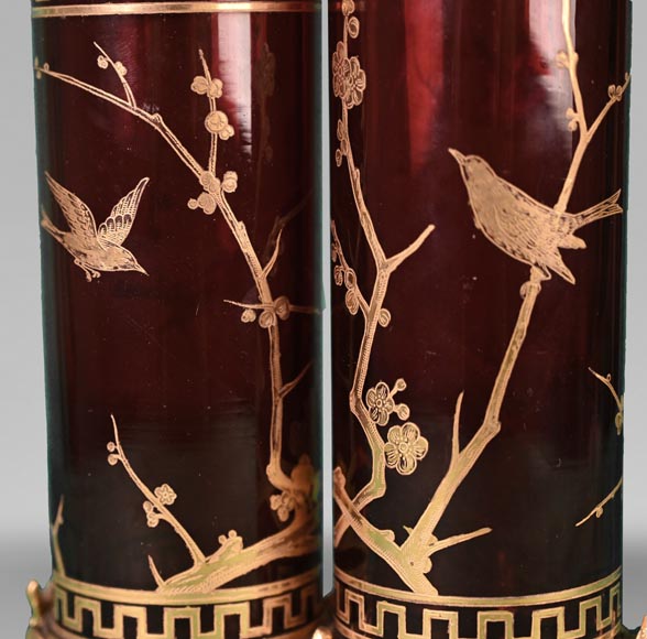 BACCARAT, Pair of Double Vases with Japanese-Style Decoration, circa 1880 BACCARAT, Pair of Double Vases with Japanese-Style Decoration, circa 1880-5