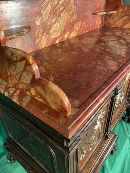 Maison des Bambous, Alfred PERRET and Ernest VIBERT (attributed to) - Japanese sideboard with fan-shaped mirror Maison des Bambous, Alfred PERRET and Ernest VIBERT (attributed to) - Japanese sideboard with fan-shaped mirror-7