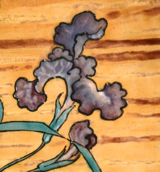 Edmond LACHENAL (painter), Théodore DECK (ceramist), Ornamental plate with Two Mallards Swimming Among Irises at Sunset, circa 1880 Edmond LACHENAL (painter), Théodore DECK (ceramist), Ornamental plate with Two Mallards Swimming Among Irises at Sunset, circa 1880-6