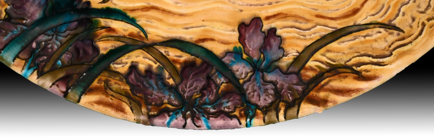 Edmond LACHENAL (painter), Théodore DECK (ceramist), Ornamental plate with Two Mallards Swimming Among Irises at Sunset, circa 1880 Edmond LACHENAL (painter), Théodore DECK (ceramist), Ornamental plate with Two Mallards Swimming Among Irises at Sunset, circa 1880-7