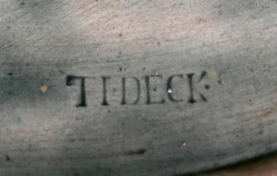 Edmond LACHENAL (painter), Théodore DECK (ceramist), Ornamental plate with Two Mallards Swimming Among Irises at Sunset, circa 1880 Edmond LACHENAL (painter), Théodore DECK (ceramist), Ornamental plate with Two Mallards Swimming Among Irises at Sunset, circa 1880-9