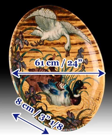 Edmond LACHENAL (painter), Théodore DECK (ceramist), Ornamental plate with Two Mallards Swimming Among Irises at Sunset, circa 1880 Edmond LACHENAL (painter), Théodore DECK (ceramist), Ornamental plate with Two Mallards Swimming Among Irises at Sunset, circa 1880-10
